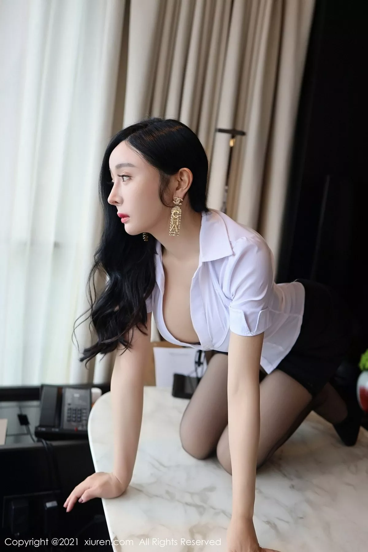 秀人集.com_[XiuRen秀人网]No.3101_嫩模允爾白衬衫黑短裙职场OL主题半脱露蕾丝内衣秀豪乳诱惑写真61P