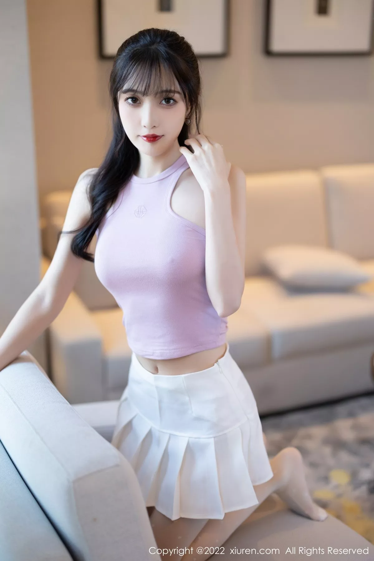 秀人集.com_[XiuRen秀人网]No.5622_模特林星阑性感淡紫真空上衣配白短裙秀曼妙身姿迷人诱惑写真82P