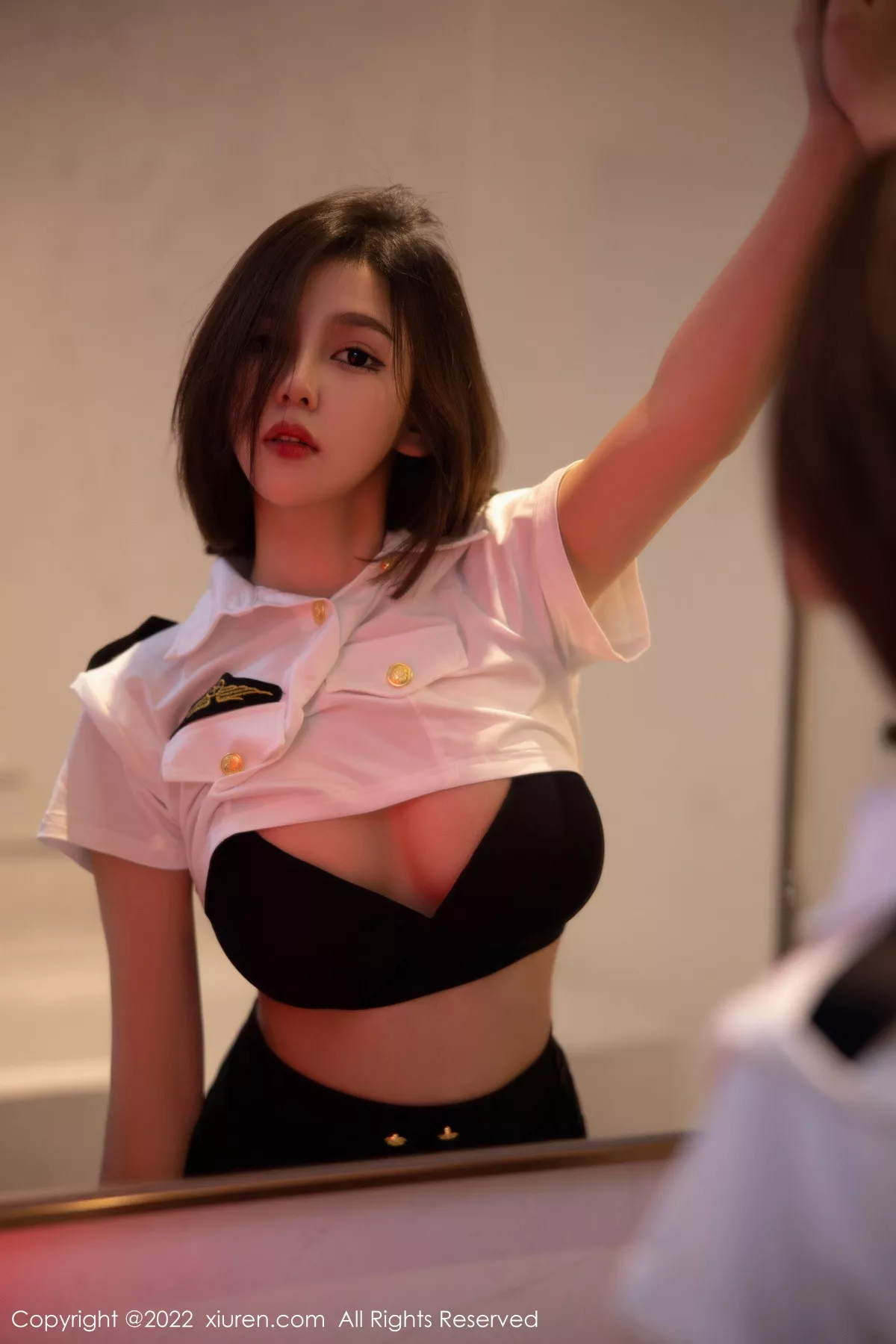 秀人集.com_[XiuRen秀人网]No.5815_模特美羊羊性感制服主题白色上衣配黑短裙露黑色内衣诱惑写真79P