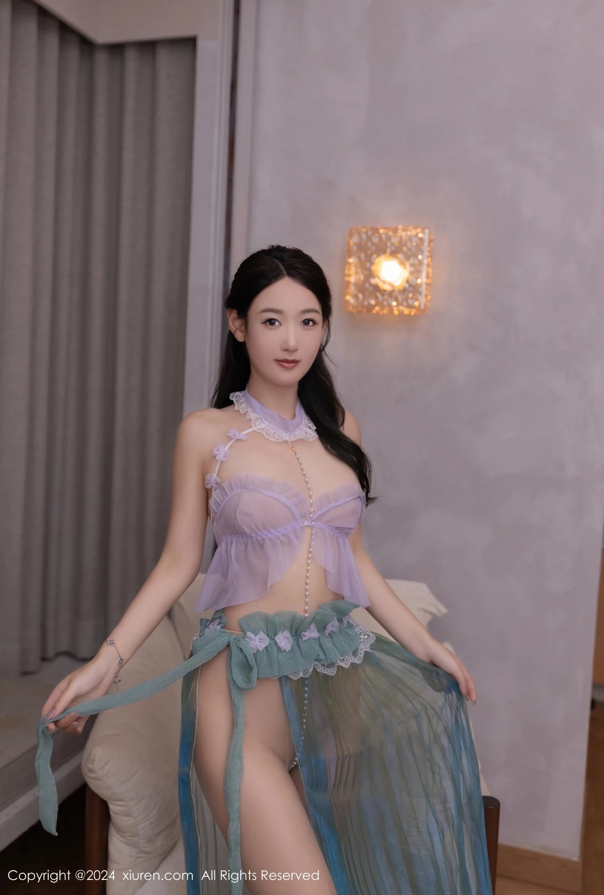 秀人集.com_[XiuRen秀人网]No.8644_模特唐安琪性感浅色轻透古风服饰配超薄肉丝秀曼妙身姿诱惑写真80P