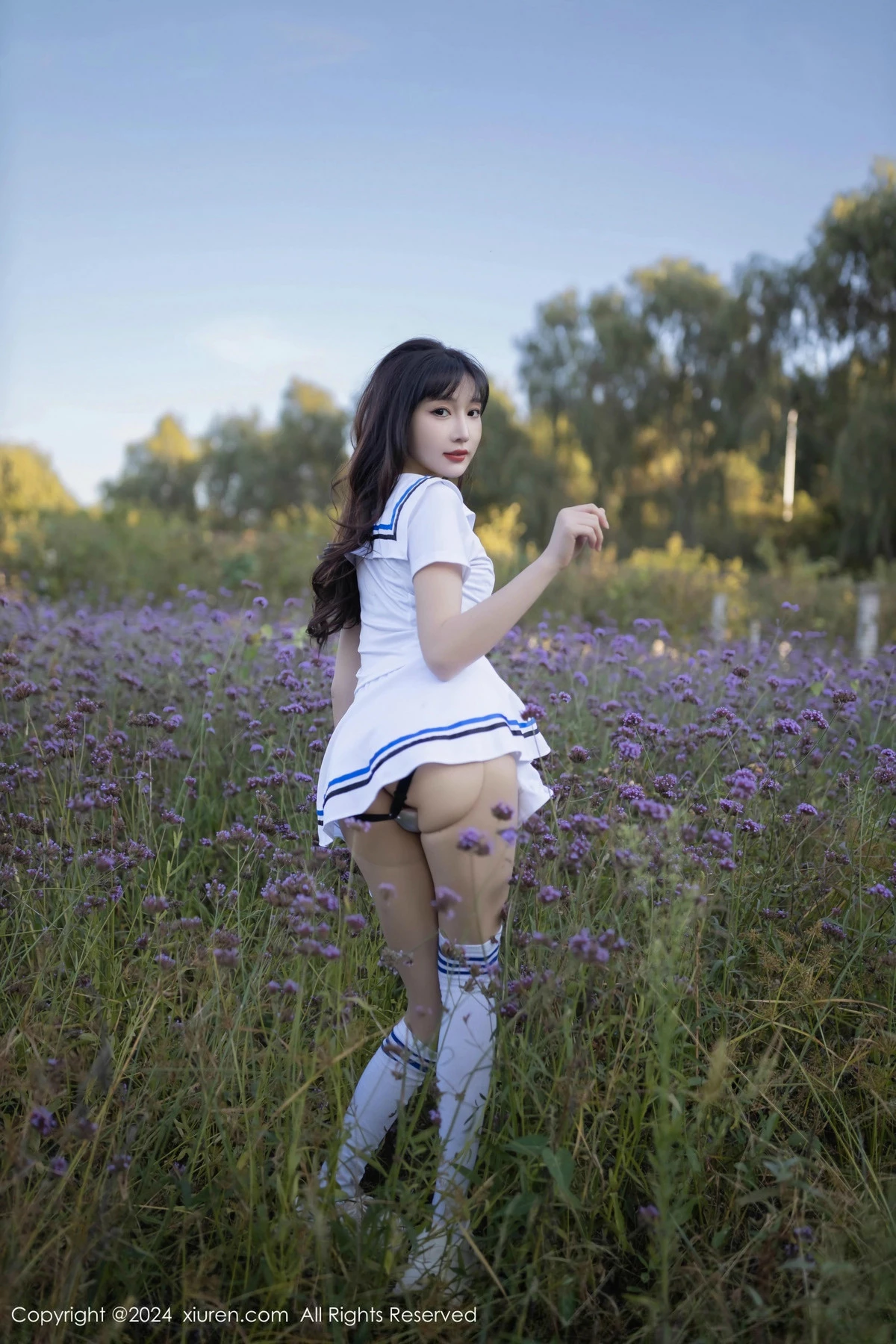 秀人集.com_[XiuRen秀人网]No.9554_模特陆萱萱学生套装露黑色蕾丝内衣配开档肉丝秀完美身材诱惑写真80P